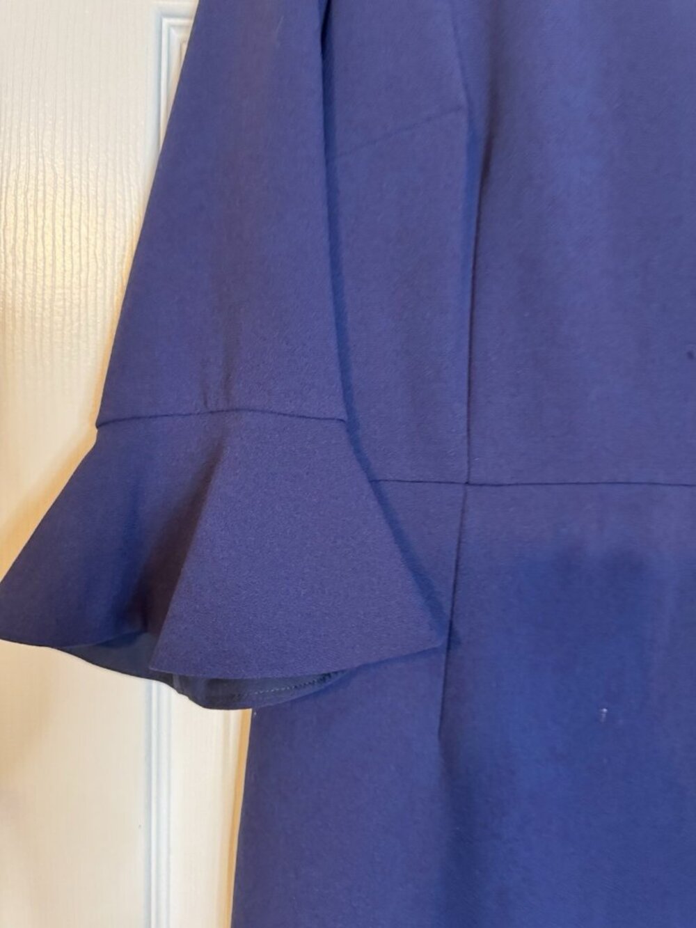 Donna Morgan Dress 12 Blue 3/4 Long Sleeve Flutter Career Church NEW - Picture 8 of 10